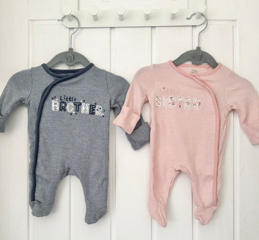 F+F Coordinating Sleepsuits: Tiny Baby